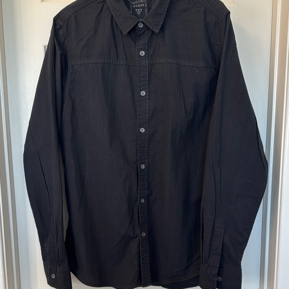 Guess Black Button-Up Shirt 100% cotton